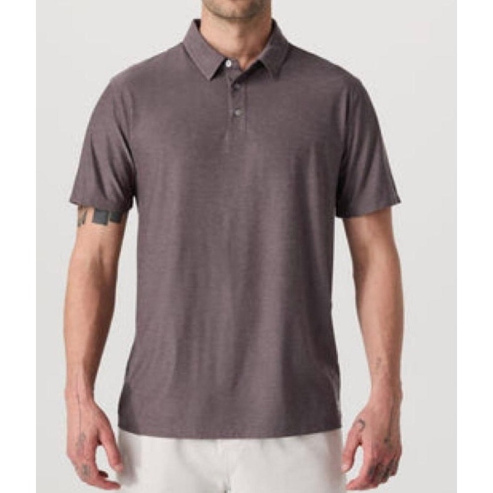 Vuori Knit Twill Polo Shirt in Heathered Purple sz M